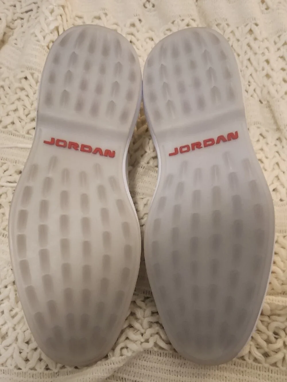 Jordan White Golf-Style Sneakers with Red Lace Accents